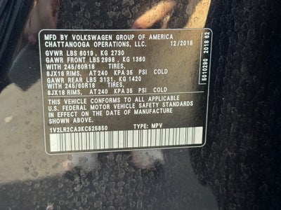 2019 Volkswagen Atlas 3.6L V6 SE 4MOTION