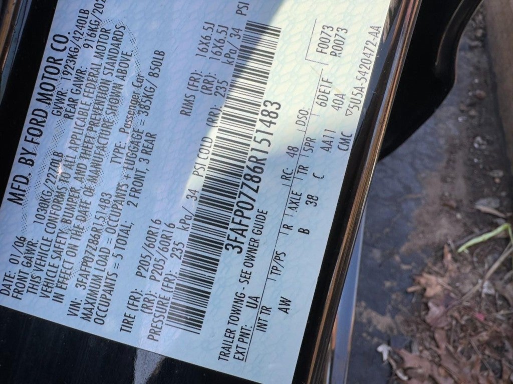 2006 Ford Fusion 4dr Sdn I4 SE