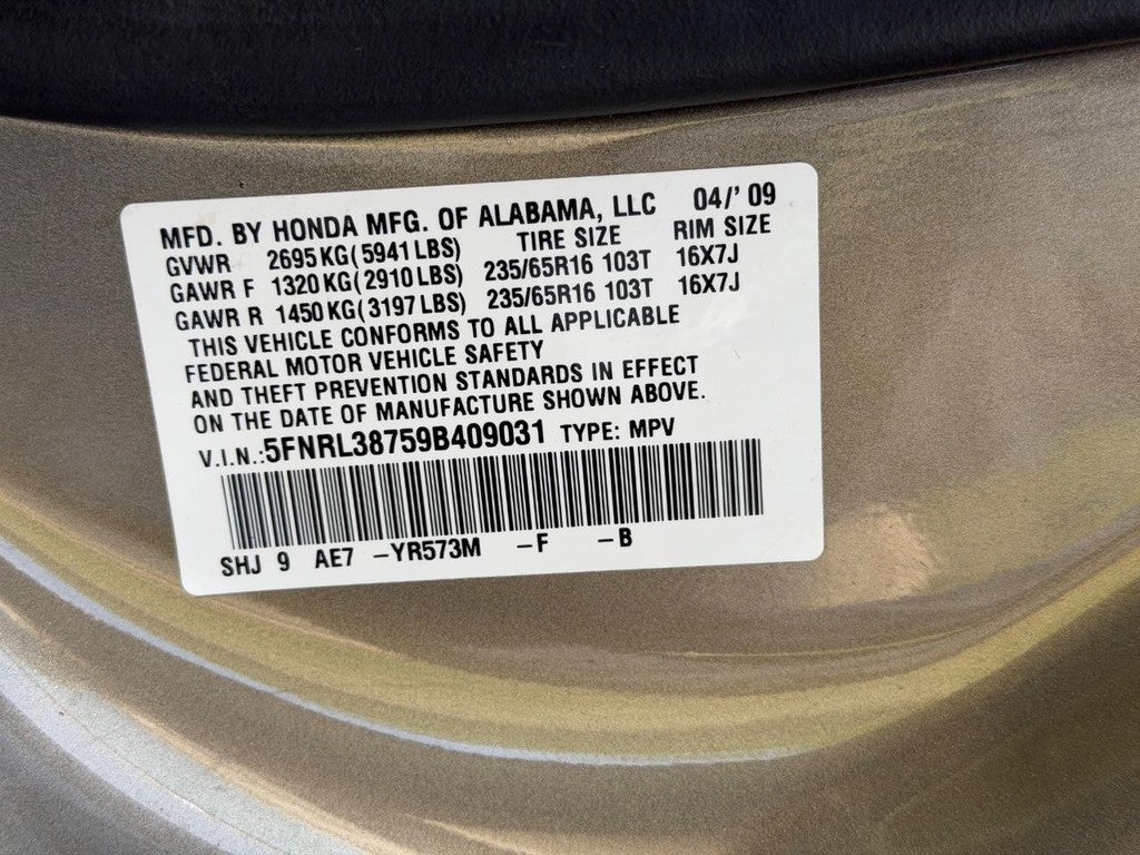 2009 Honda Odyssey 5dr EX-L w/RES & Navi