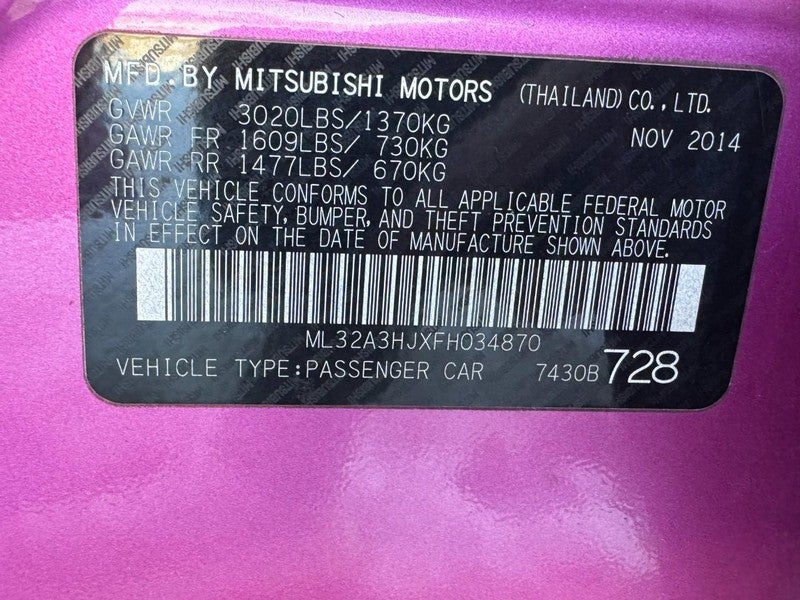 2015 Mitsubishi Mirage 4dr HB